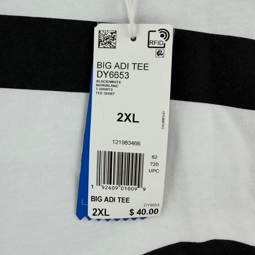 Adidas Shirt Mens 2XL White Big Adi Tee Black Logo Graphic T-Shirt Originals